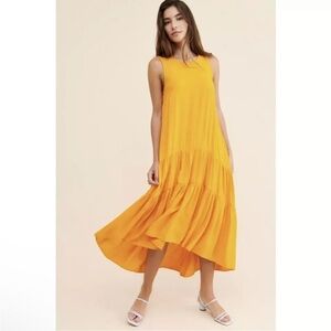 Maeve By Anthropologie Marlene Tiered Maxi Dress XS Orange